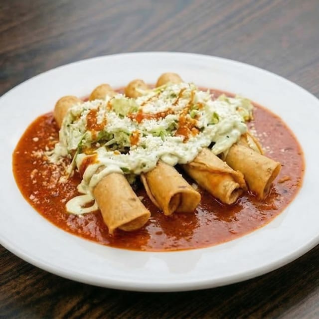 4 Mini Flautas de Pollo.