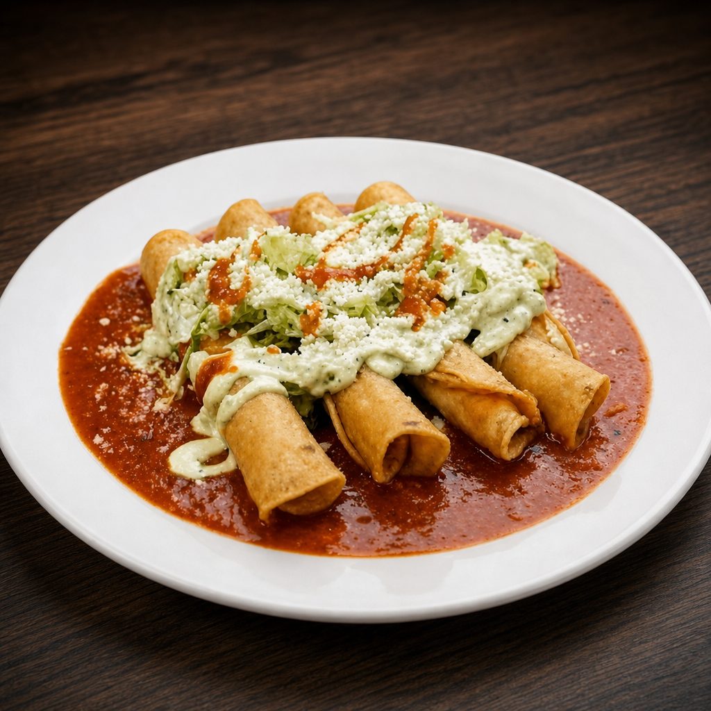4 Mini Flautas de Pollo.